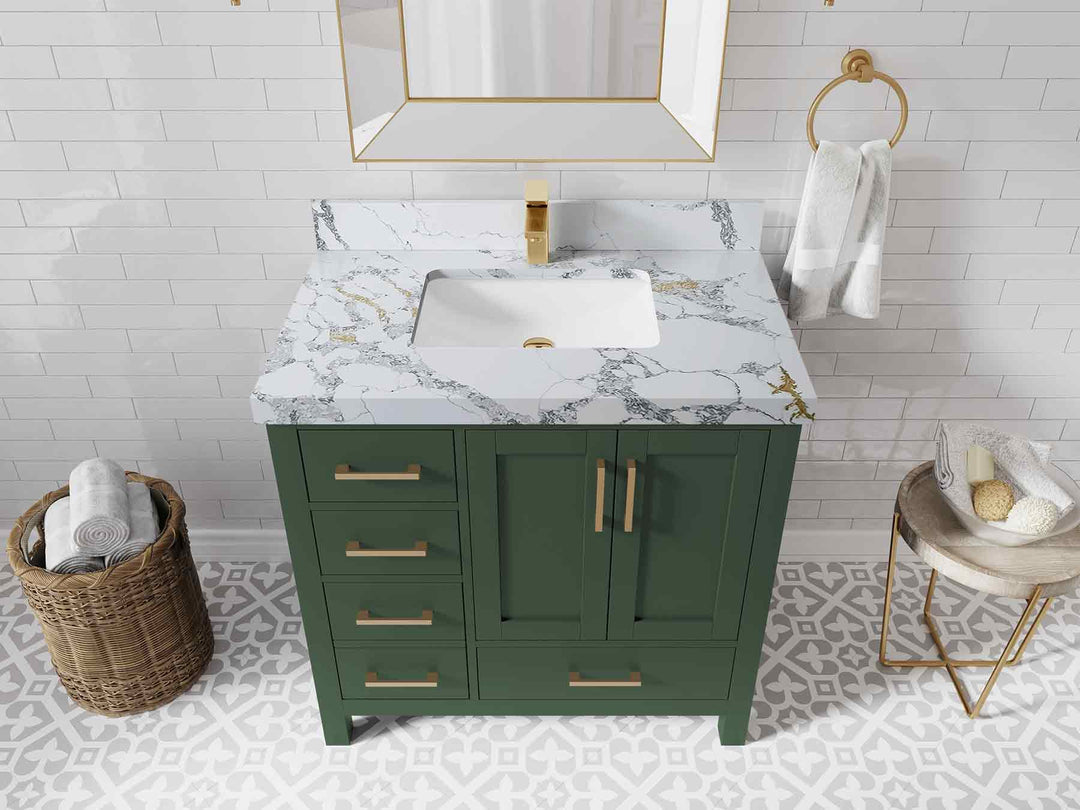 Malibu 36 in. W x 22 in. D Bathroom Vanity Center Sink 2