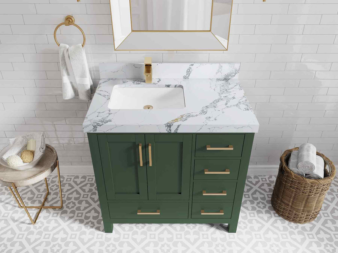 Malibu 36 in. W x 22 in. D Left Offset Sink Bathroom Vanity