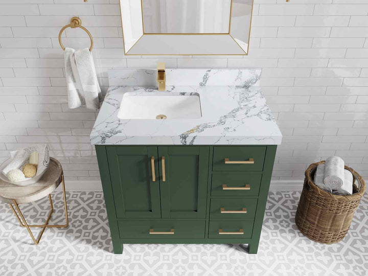 Malibu 36 in. W x 22 in. D Left Offset Sink Bathroom Vanity - photo 20