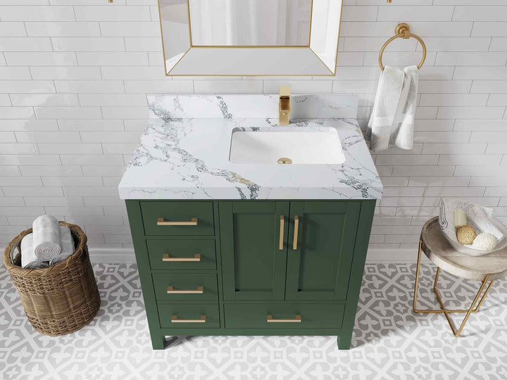 Malibu 36 in. W x 22 in. D Right Offset Sink Bathroom Vanity - photo 20