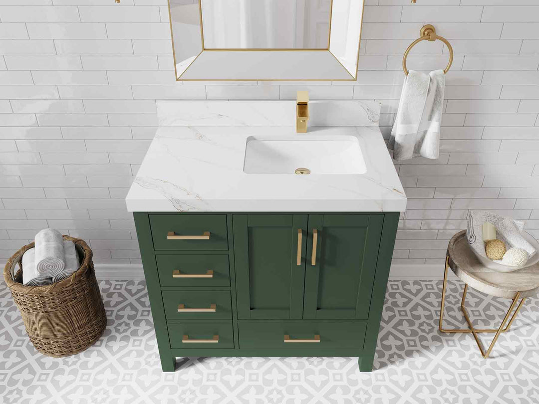 Malibu 36 in. W x 22 in. D Right Offset Sink Bathroom Vanity