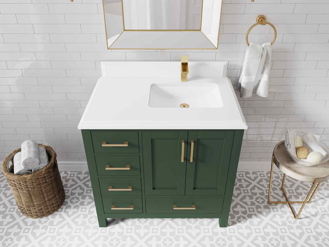 Malibu 36 in. W x 22 in. D Right Offset Sink Bathroom Vanity