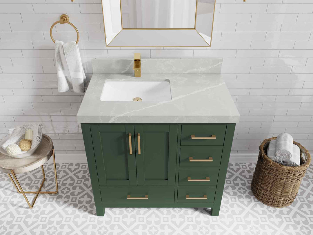 Malibu 36 in. W x 22 in. D Left Offset Sink Bathroom Vanity
