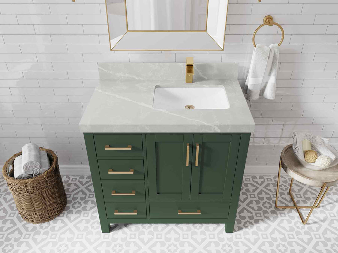 Malibu 36 in. W x 22 in. D Right Offset Sink Bathroom Vanity