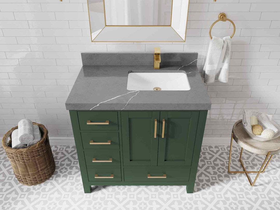 Malibu 36 in. W x 22 in. D Right Offset Sink Bathroom Vanity
