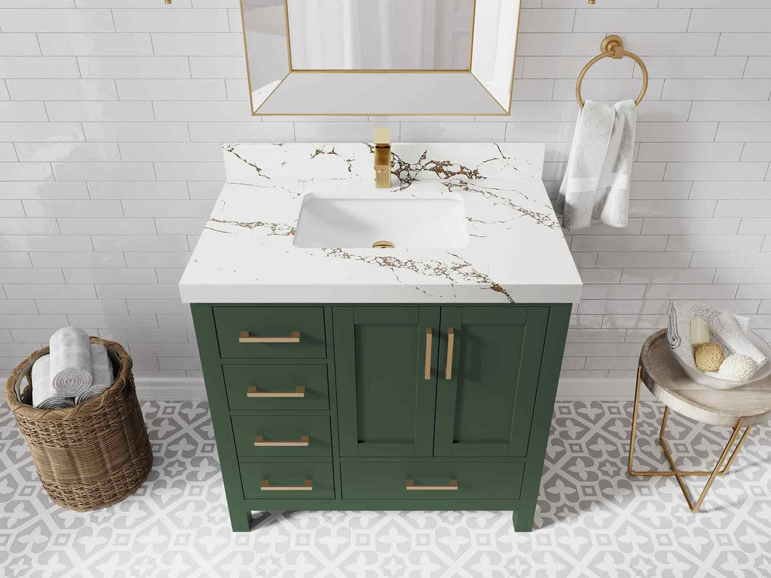 Malibu 36 in. W x 22 in. D Bathroom Vanity Center Sink 2