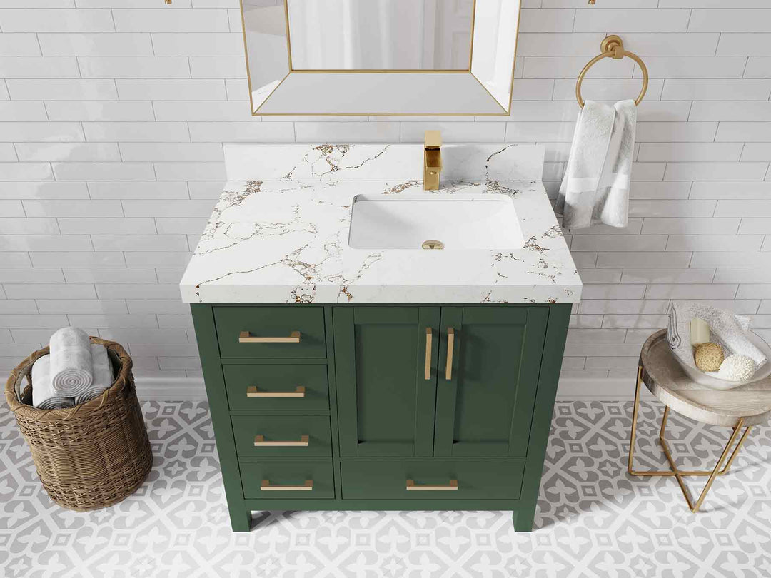 Malibu 36 in. W x 22 in. D Right Offset Sink Bathroom Vanity