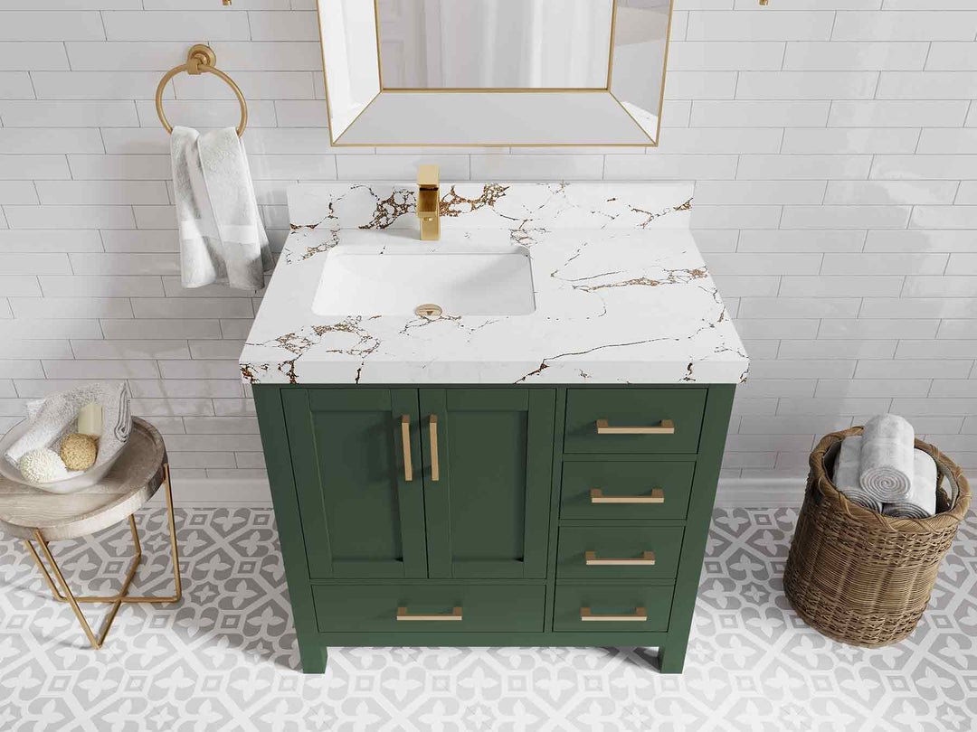 Malibu 36 in. W x 22 in. D Left Offset Sink Bathroom Vanity