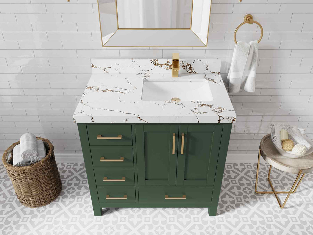 Malibu 36 in. W x 22 in. D Right Offset Sink Bathroom Vanity