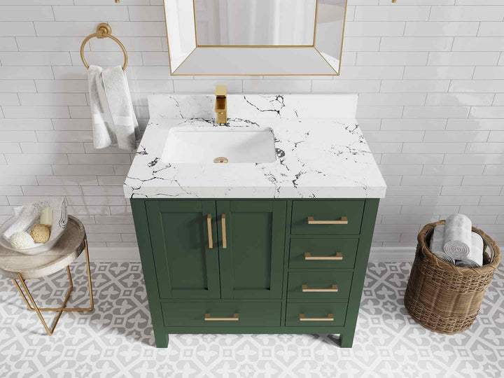 Malibu 36 in. W x 22 in. D Left Offset Sink Bathroom Vanity - photo 40