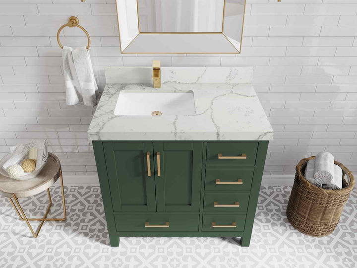 Malibu 36 in. W x 22 in. D Left Offset Sink Bathroom Vanity - photo 42