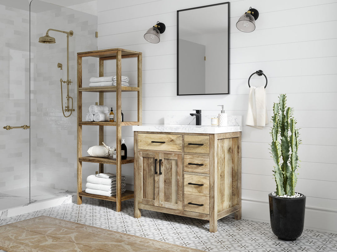 Malibu Mango Wood 36 in. W x 22 in. D Center Sink Bathroom Vanity