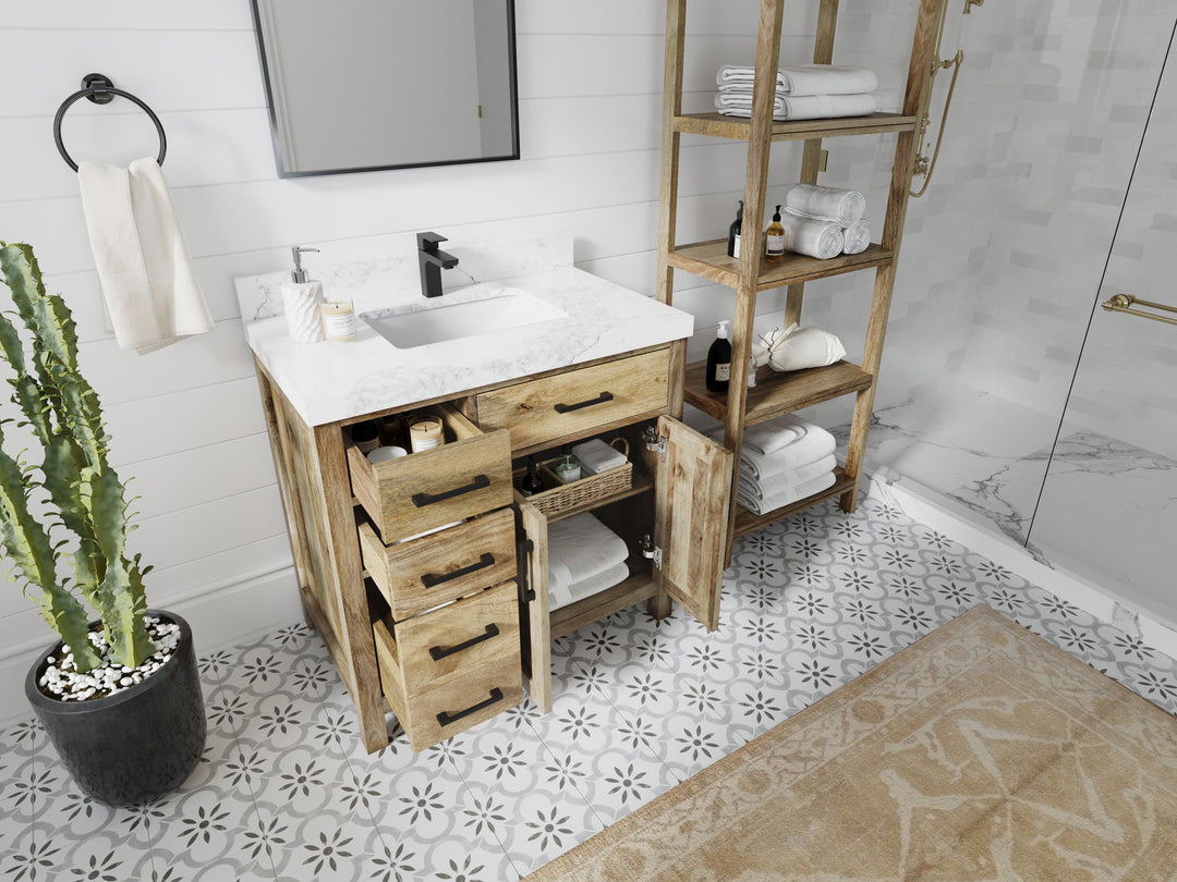 Malibu Mango Wood 36" W x 22" D Center Sink Vanity for a Luxe Bathroom Look