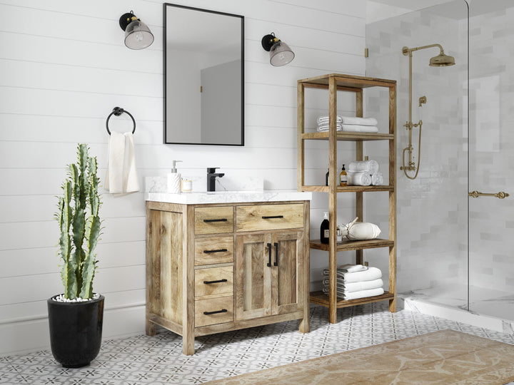 Malibu Mango Wood 36" W x 22" D Center Sink Vanity for a Luxe Bathroom Look - photo 2