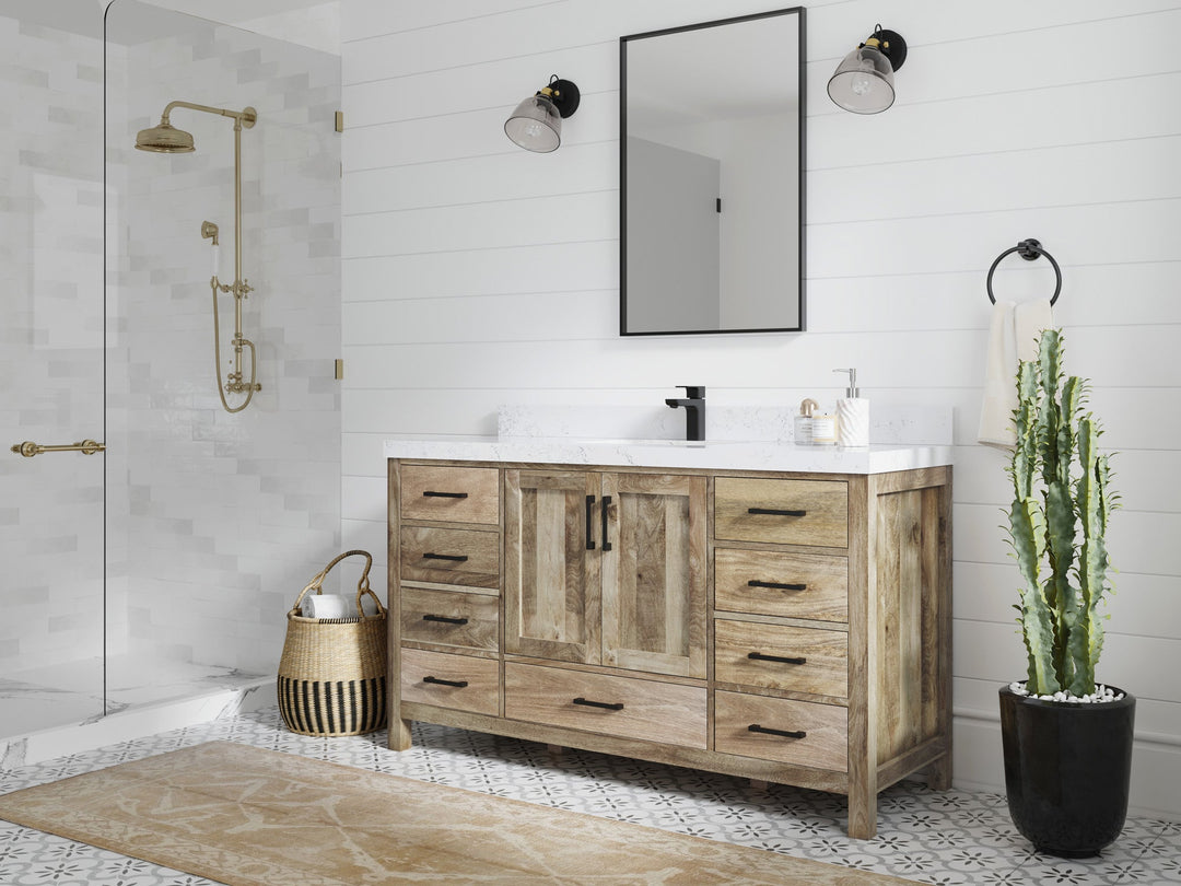 Malibu Mango Wood 60 in. W x 22 in. D Single Sink Bathroom Vanity