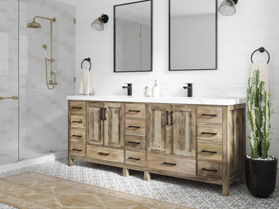 Malibu Mango Wood 84 in. W x 22 in. D Double Sink Bathroom Vanity
