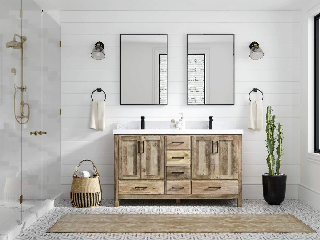 Malibu Mango Wood 60 in. W x 22 in. D Double Sink Bathroom Vanity