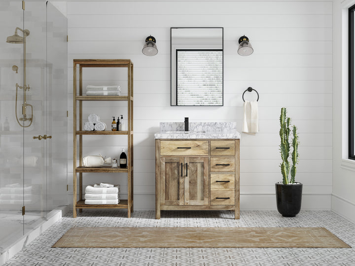 Malibu Mango Wood 36 in. W x 22 in. D Left Offset Sink Bathroom Vanity - photo 30
