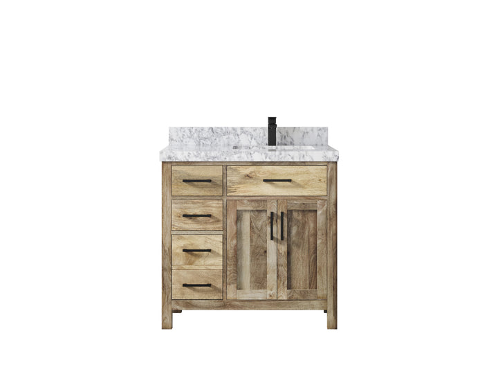 Malibu Mango Wood 36 in. W x 22 in. D Right Offset Sink Bathroom Vanity - photo 28
