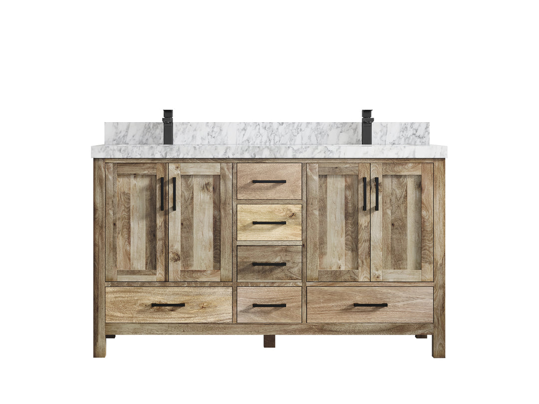 Malibu Mango Wood 60 in. W x 22 in. D Double Sink Bathroom Vanity