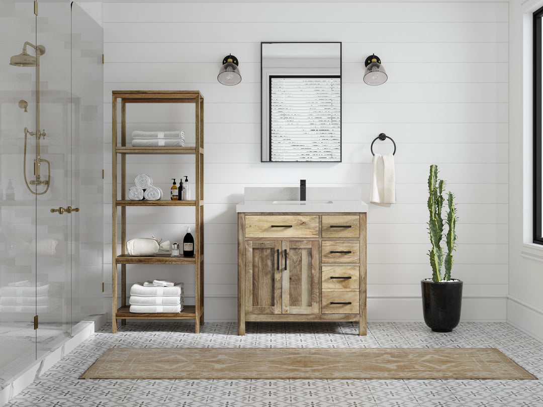 Malibu Mango Wood 36 in. W x 22 in. D Center Sink Bathroom Vanity