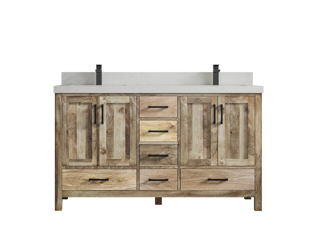 Malibu Mango Wood 60 in. W x 22 in. D Double Sink Bathroom Vanity