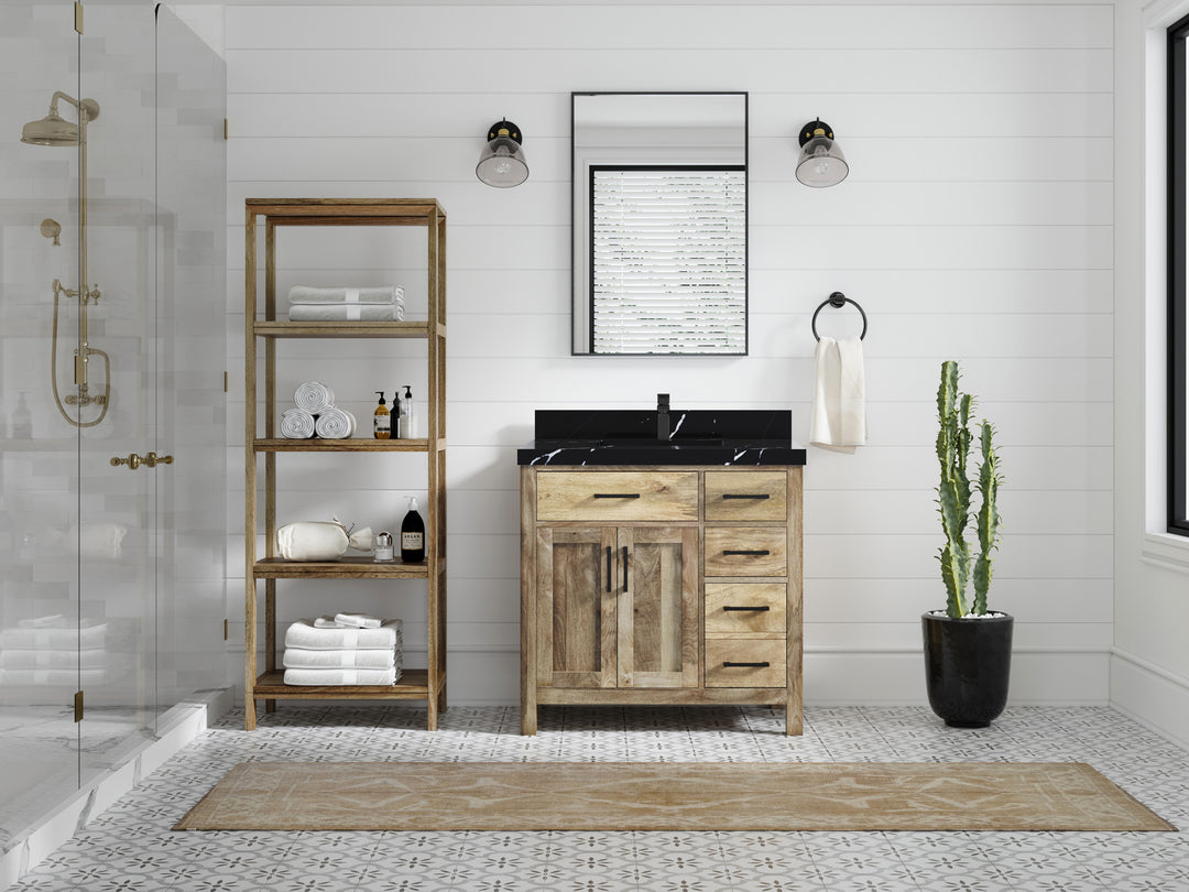 Malibu Mango Wood 36 in. W x 22 in. D Center Sink Bathroom Vanity