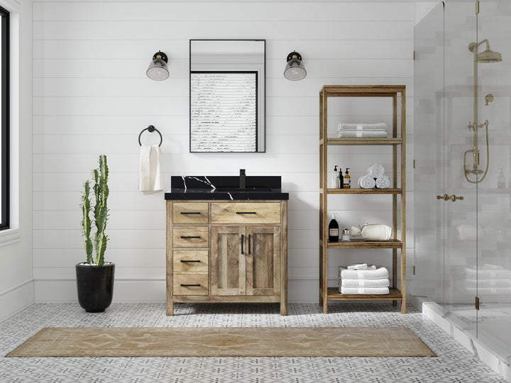 Malibu Mango Wood 36 in. W x 22 in. D Right Offset Sink Bathroom Vanity - photo 19
