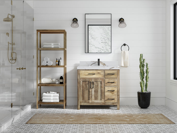 Malibu Mango Wood 36 in. W x 22 in. D Center Sink Bathroom Vanity - photo 21