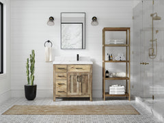 Malibu Mango Wood 36 in. W x 22 in. D Right Offset Sink Bathroom Vanity - photo 4