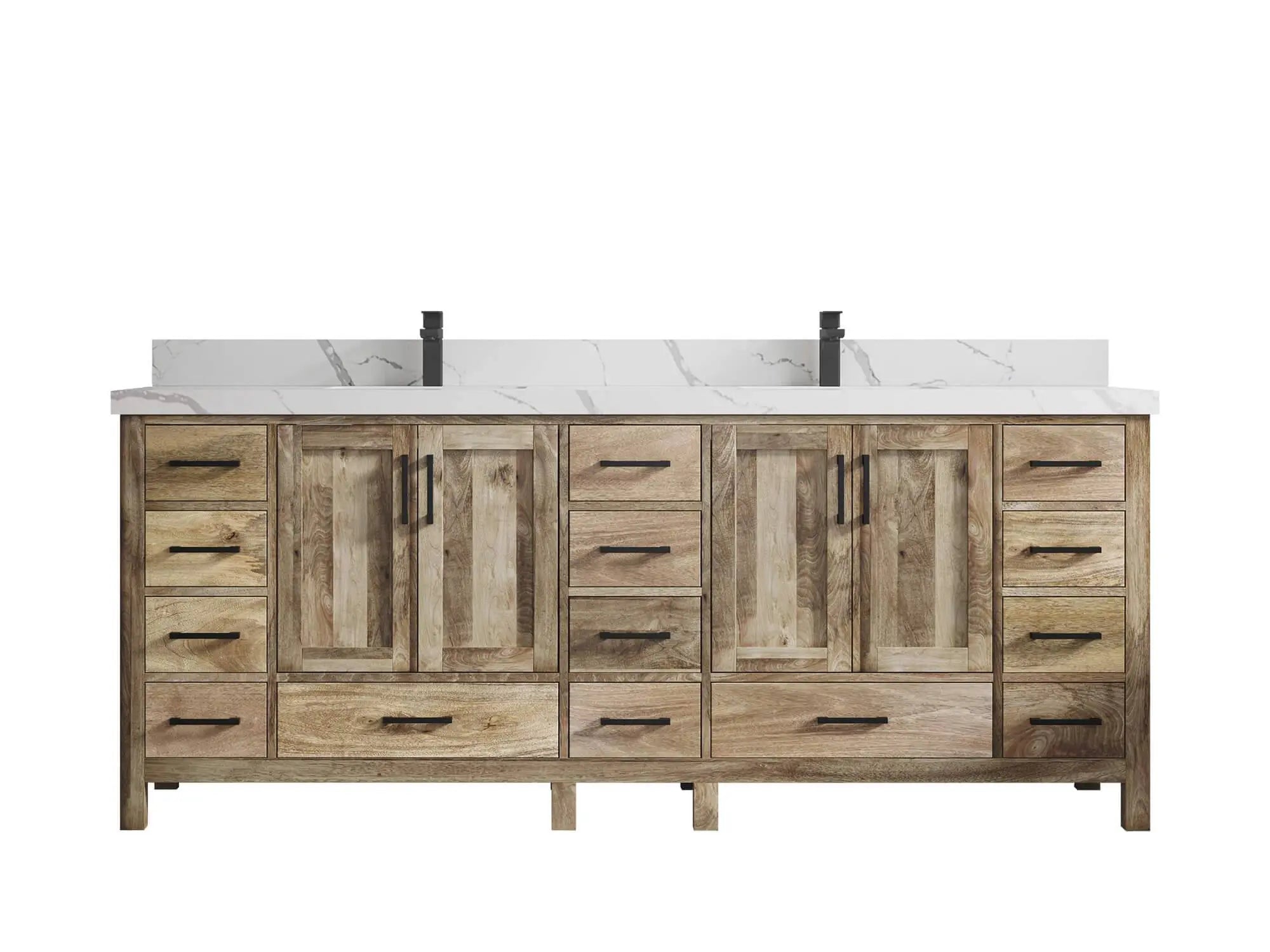 Malibu Mango Wood 84 in. W x 22 in. D Double Sink Bathroom Vanity - Willow Bath and Vanity