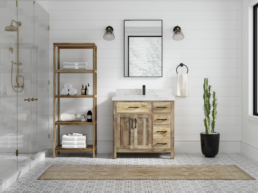 Malibu Mango Wood 36 in. W x 22 in. D Center Sink Bathroom Vanity