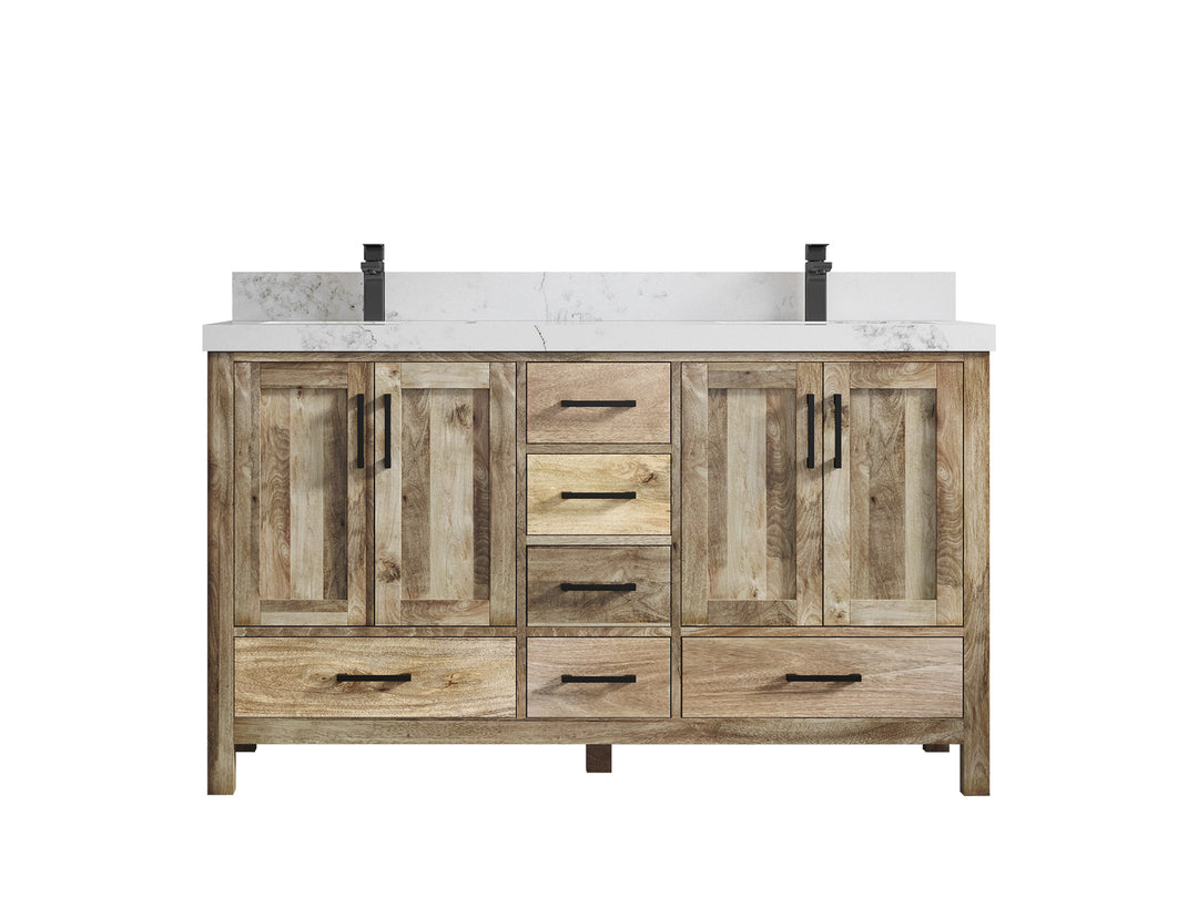 Malibu Mango Wood 60 in. W x 22 in. D Double Sink Bathroom Vanity