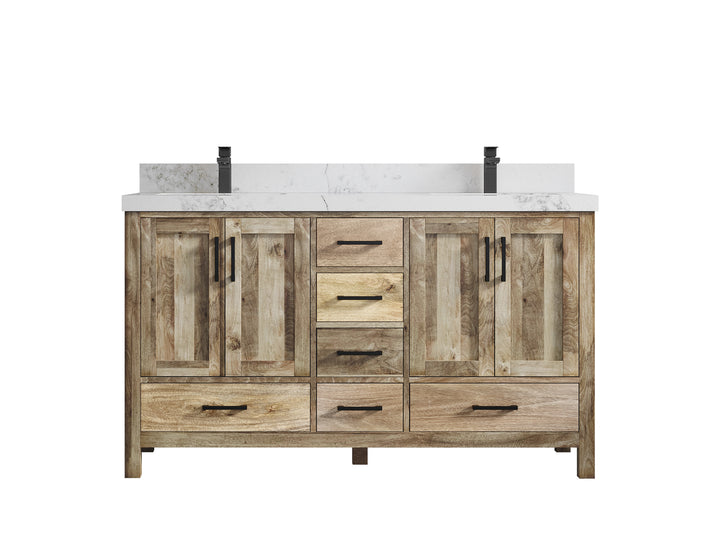 Malibu Mango Wood 60 in. W x 22 in. D Double Sink Bathroom Vanity - photo 16