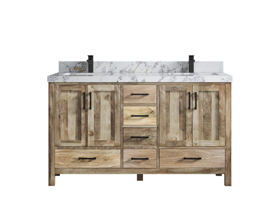 Malibu Mango Wood 60 in. W x 22 in. D Double Sink Bathroom Vanity