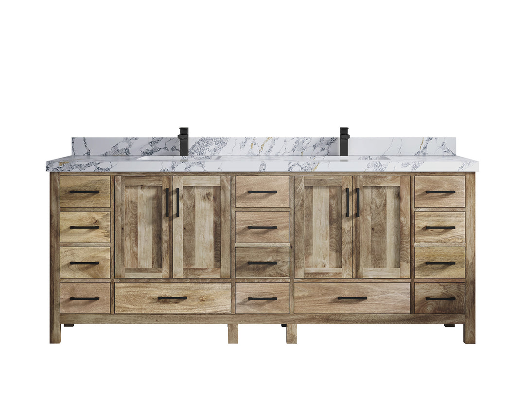 Malibu Mango Wood 84 in. W x 22 in. D Double Sink Bathroom Vanity