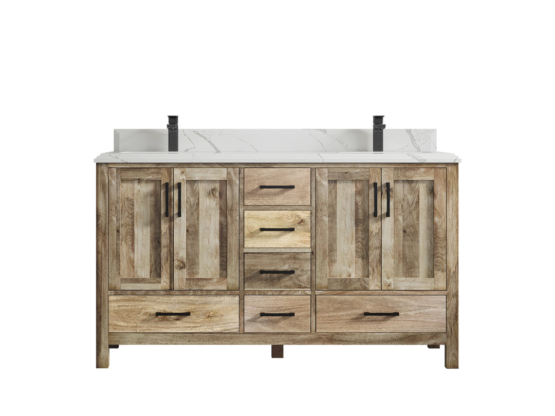 Malibu Mango Wood 60 in. W x 22 in. D Double Sink Bathroom Vanity