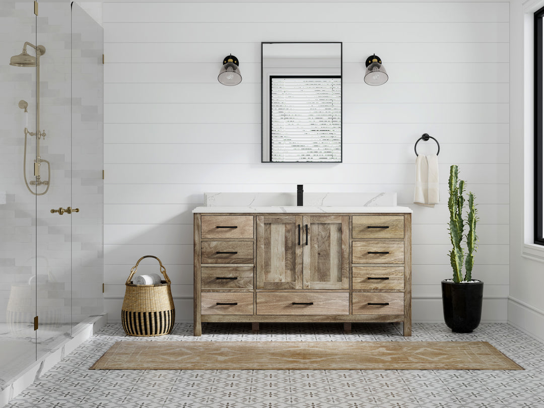 Malibu Mango Wood 60 in. W x 22 in. D Single Sink Bathroom Vanity