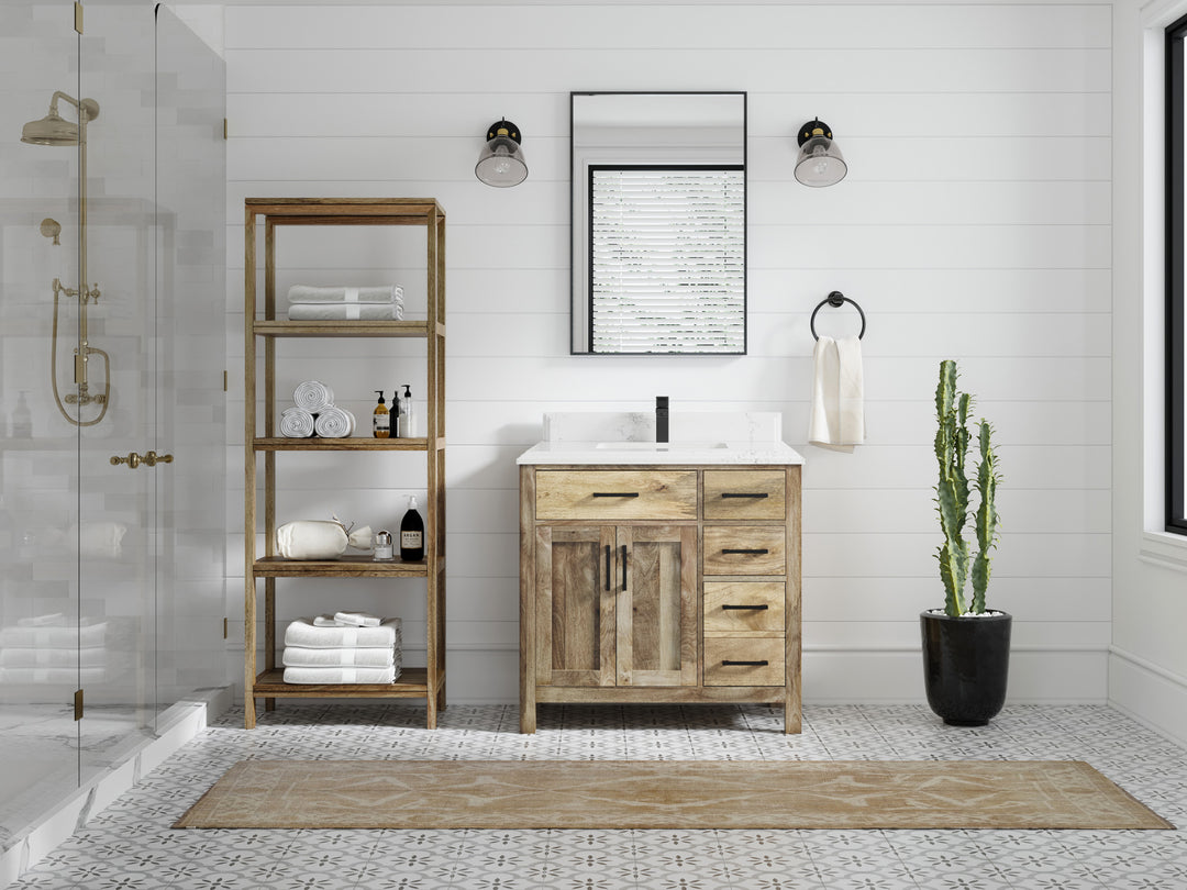 Malibu Mango Wood 36 in. W x 22 in. D Center Sink Bathroom Vanity