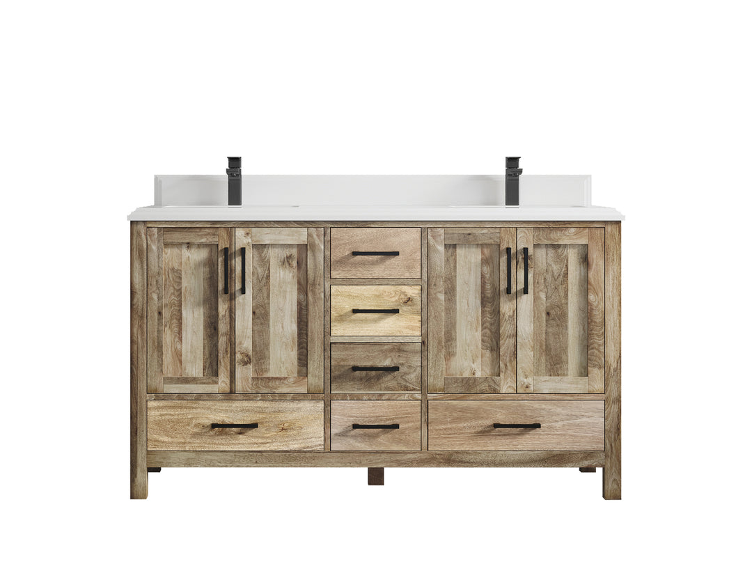 Malibu Mango Wood 60 in. W x 22 in. D Double Sink Bathroom Vanity