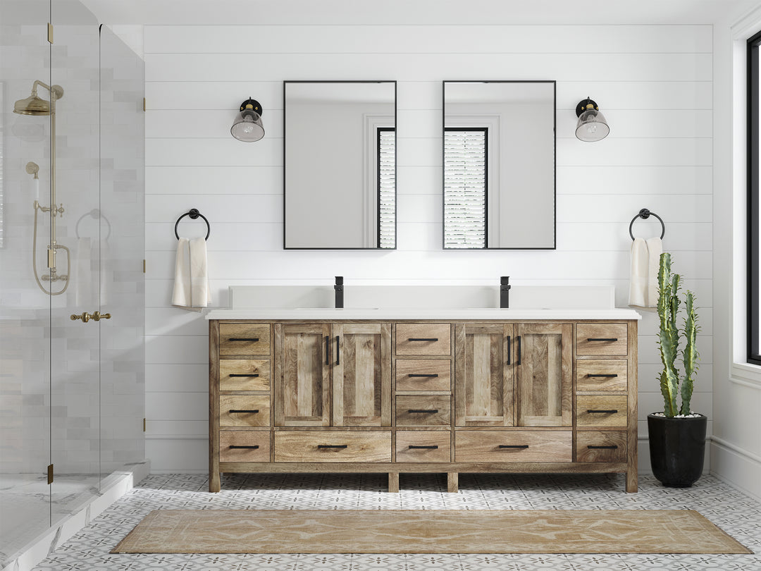 Malibu Mango Wood 84 in. W x 22 in. D Double Sink Bathroom Vanity