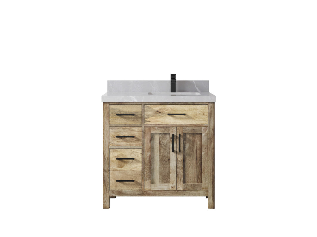 Malibu Mango Wood 36 in. W x 22 in. D Right Offset Sink Bathroom Vanity