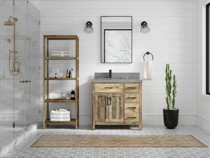 Malibu Mango Wood 36 in. W x 22 in. D Left Offset Sink Bathroom Vanity - photo 44