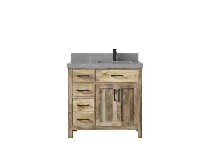 Malibu Mango Wood 36 in. W x 22 in. D Right Offset Sink Bathroom Vanity - photo 42