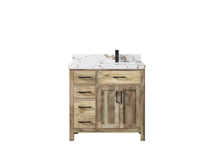 Malibu Mango Wood 36 in. W x 22 in. D Right Offset Sink Bathroom Vanity - photo 44