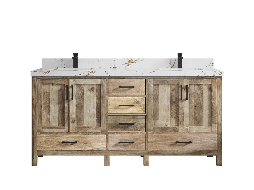 Malibu Mango Wood 72 in. W x 22 in. D Double Sink Bathroom Vanity