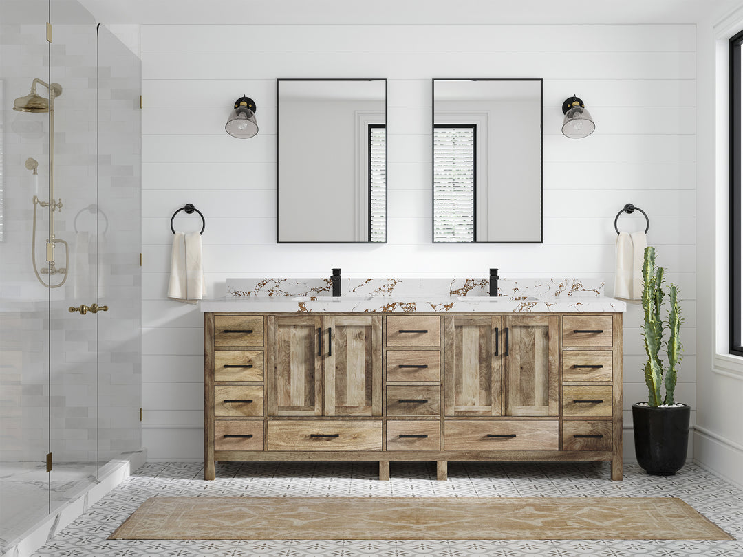 Malibu Mango Wood 84 in. W x 22 in. D Double Sink Bathroom Vanity