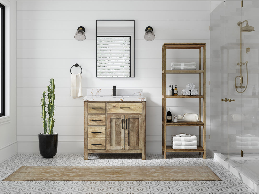 Malibu Mango Wood 36" W x 22" D Center Sink Vanity for a Luxe Bathroom Look