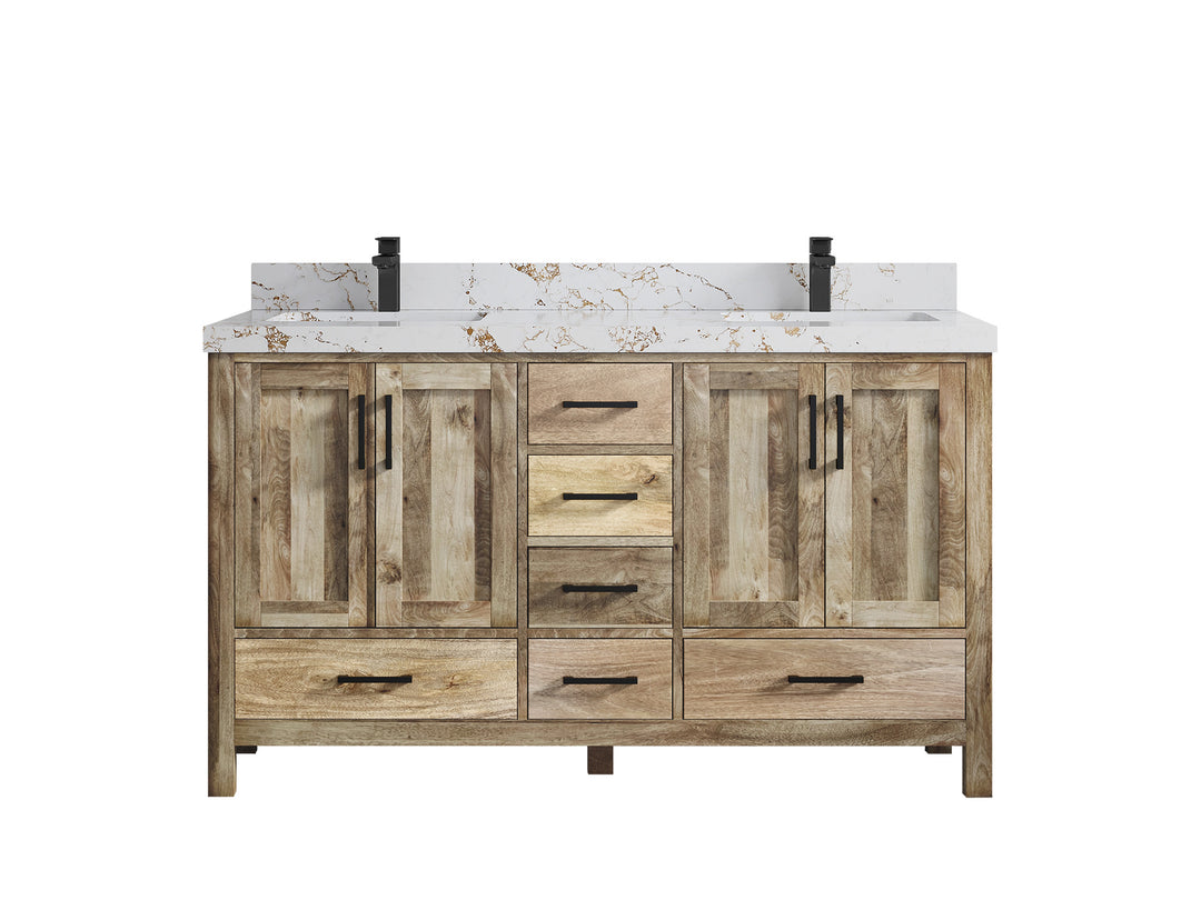 Malibu Mango Wood 60 in. W x 22 in. D Double Sink Bathroom Vanity