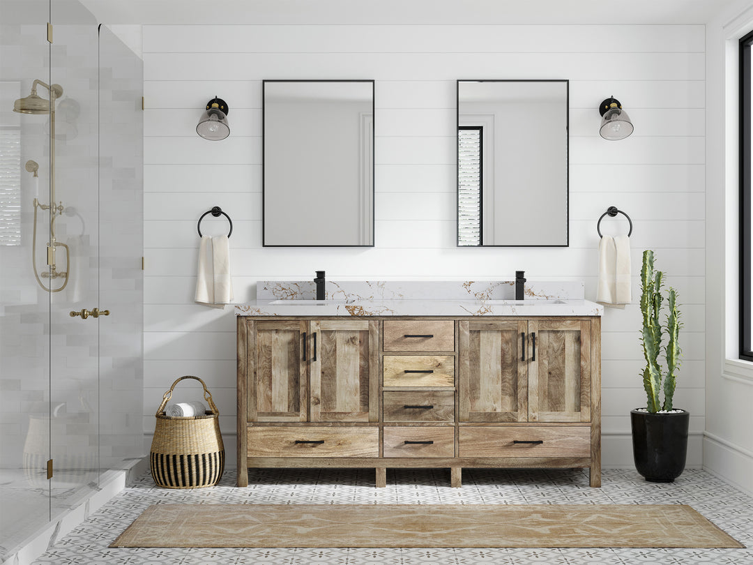 Malibu Mango Wood 72 in. W x 22 in. D Double Sink Bathroom Vanity